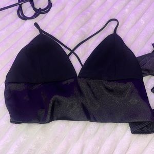 Black Satin Crop Top